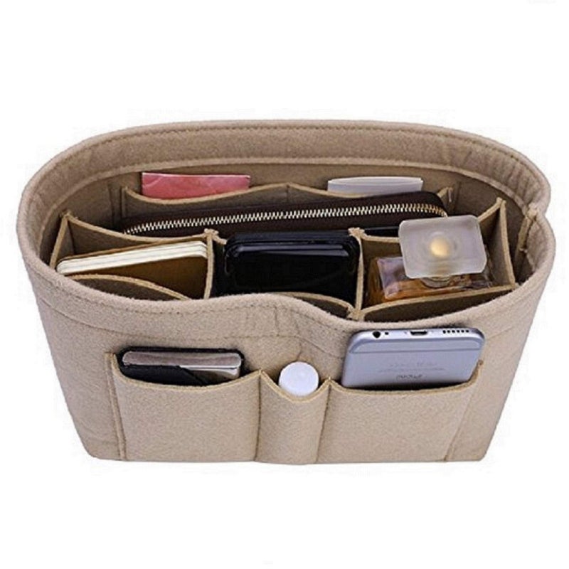 ZTUJO Purse Organizer Insert, Felt Bag Organizer For Handbag Purse Organizer, 13 Colors, 6 Size ((Slender Large, Beige) - Image 1